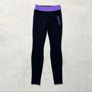 Lululemon purple waist black athletic leggings size 4